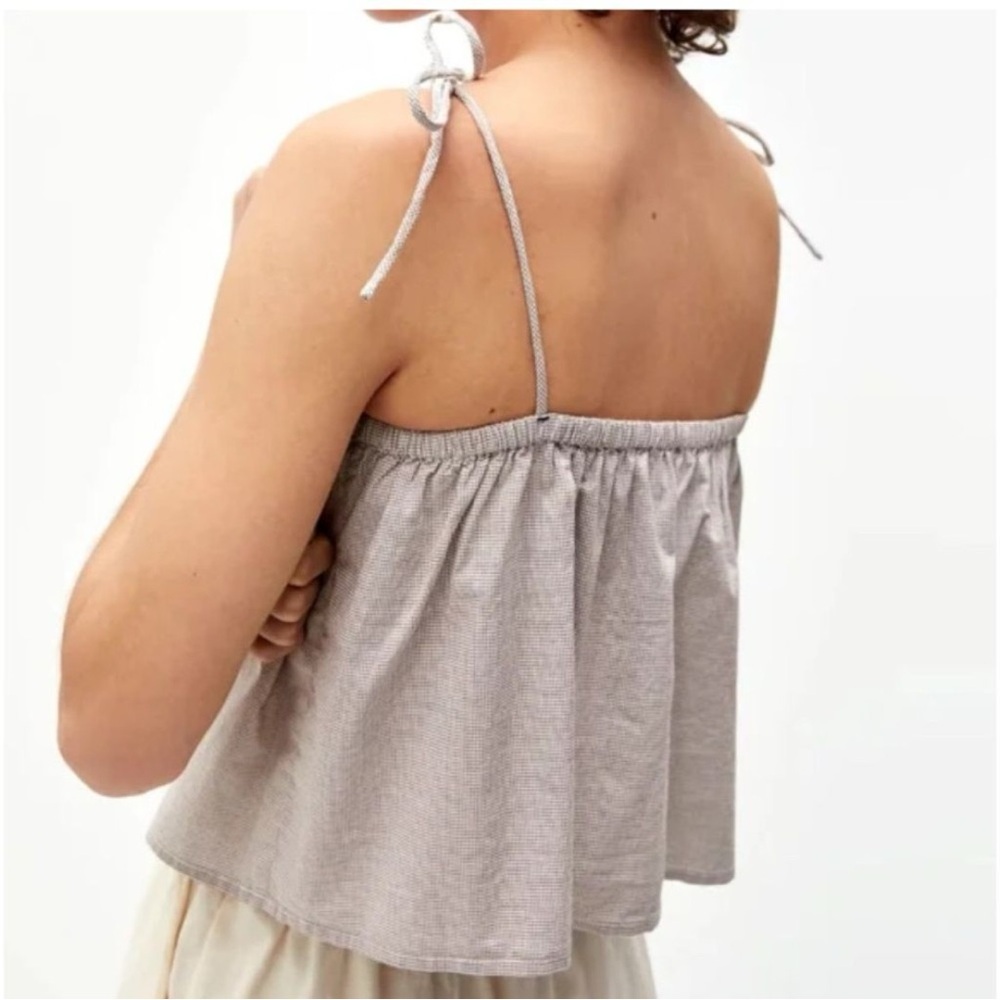 Everlane Flowy Cami - brown mini check